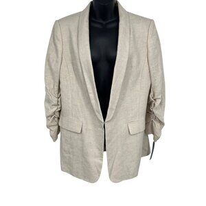 Tahari Arthur S. Levine Women Linen Blazer Jacket Size 16 Light Natural NWT New